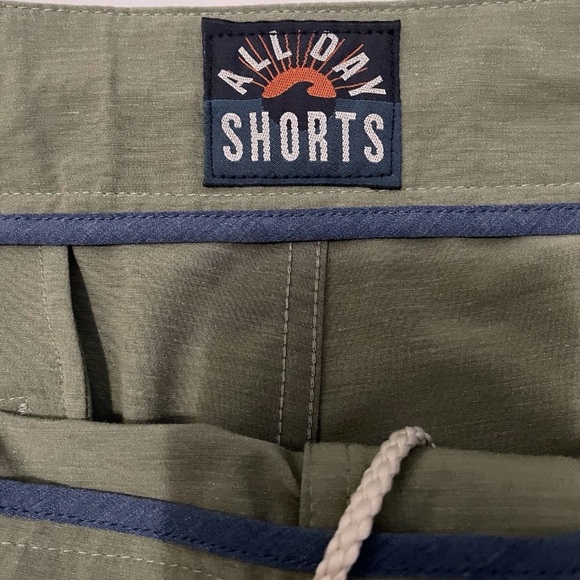 Faherty Men’s 35 Green All Day Drawstring Chino Shorts Casual Outdoor Wear - Picture 2 of 8